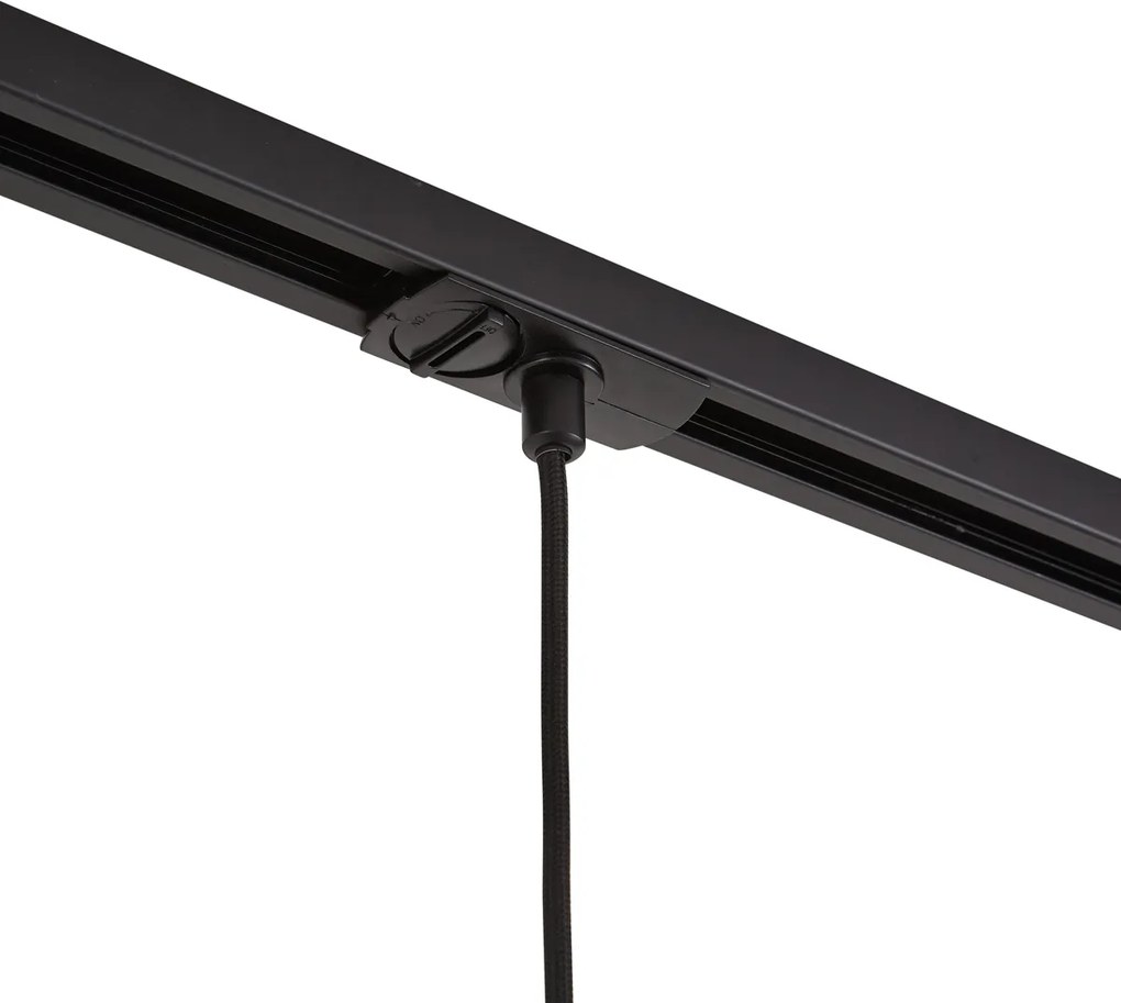 Modern railsysteem zwart met 3 hanglampen messing en wit 1-fase - Iconic Jina