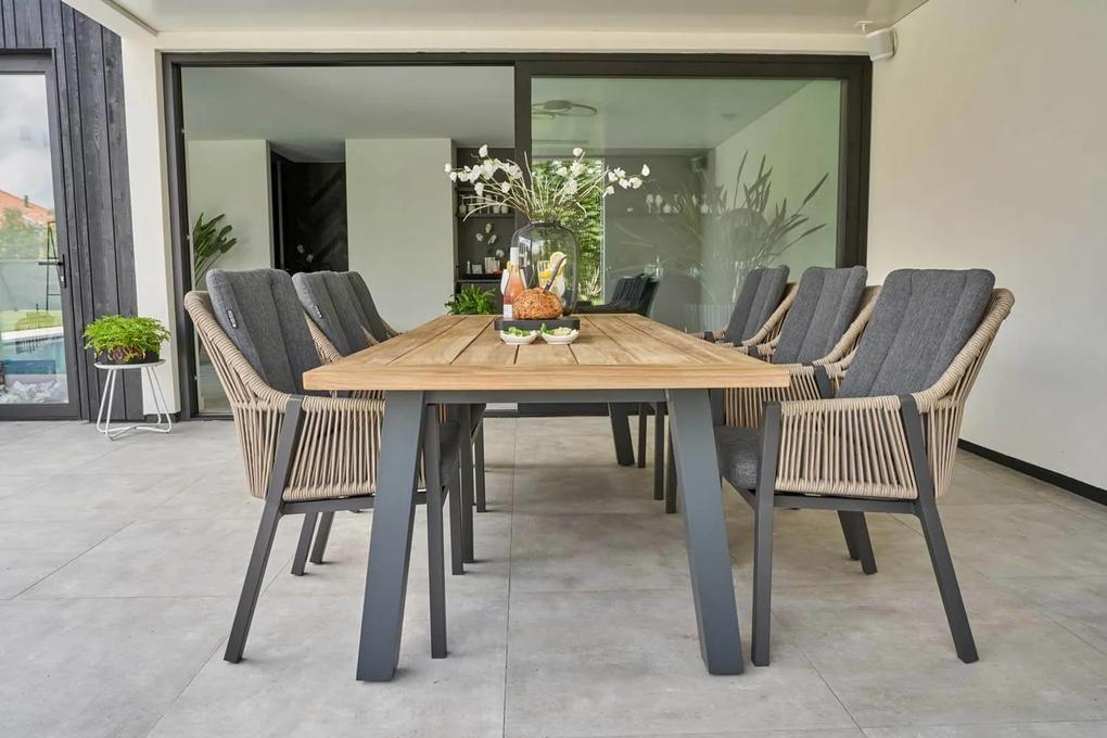 Tuinset 6 personen 220 cm Aluminium/Rope Taupe Lifestyle Garden Furniture Verona/Pallazo