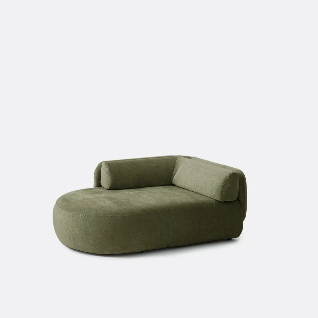 Longchair links, dik fluweel, Méridiano