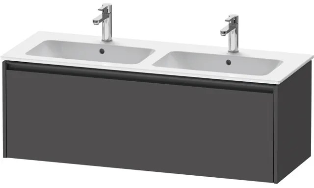 Duravit Ketho 2 wastafelonderbouwkast met 1 lade voor dubbele wastafel 128x48x44cm met greep antraciet grafiet mat K25066049490000