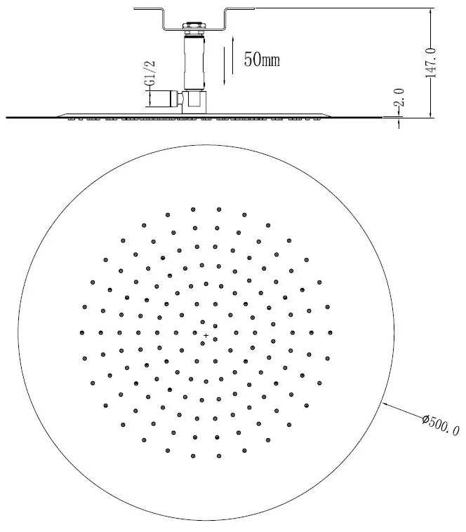 Mueller UFO inbouw regendouche 50cm chroom