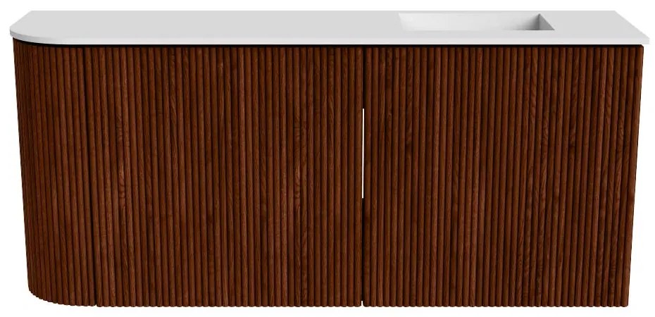 Mondiaz Joya 90cm toiletmeubel ronding links ruby met wastafel faye rechts zonder kraangat talc
