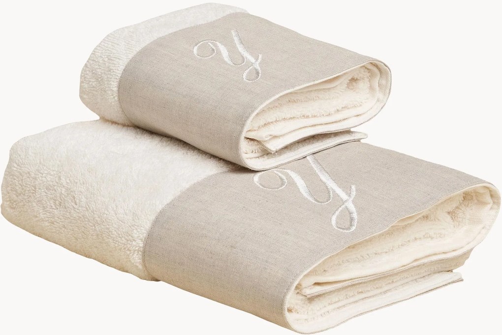 Katoenen handdoekenset Zahra, 2-delig, A-Z