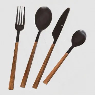 16-delige Bestekset Van Roestvrij Staal Priya Zwart - Sklum