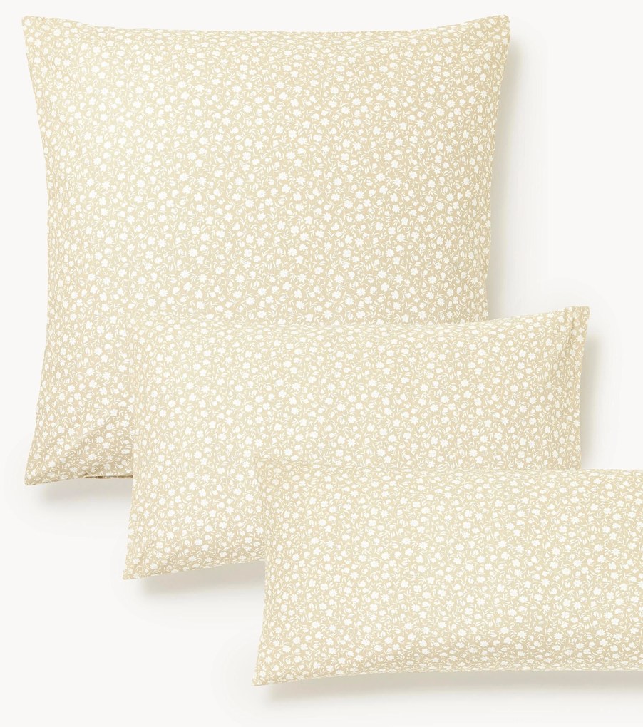 Gewassen katoenen kussensloop Nolana met fijn bloemenpatroon