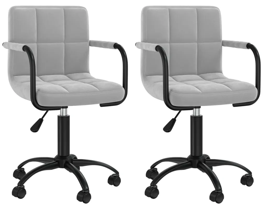 vidaXL Eetkamerstoelen draaibaar 2 st fluweel lichtgrijs