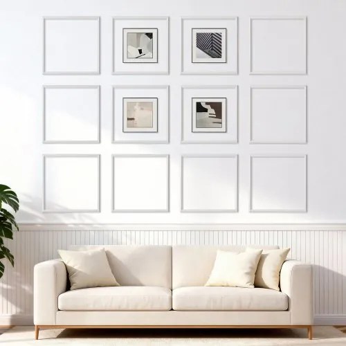 VEVOR Muurlijstset, 12 stuks, 51x51 cm Sierlijsten gemaakt van overschilderbaar polystyreen, waterdichte muurlijst, decoratieve lijst voor muren, sierlijst voor woonkamer, slaapkamer, huis, wit