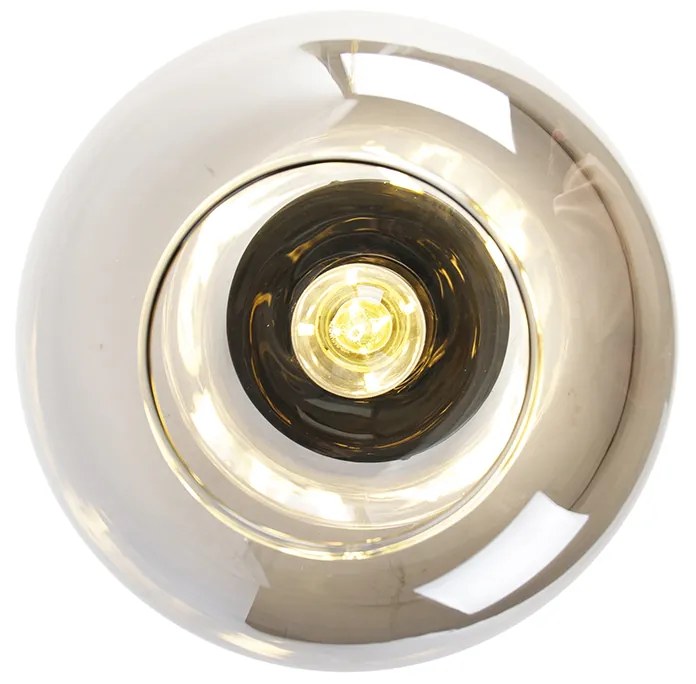 Smart plafondlamp zwart met goud en smoke glas incl. Wifi A60 - Zuzanna