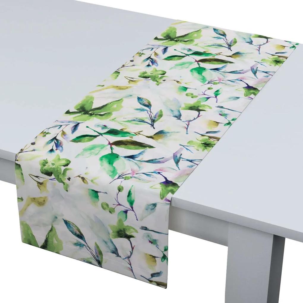 Dekoria Rechthoekige tafelloper collectie Velvet wit-groen 40 × 130 cm
