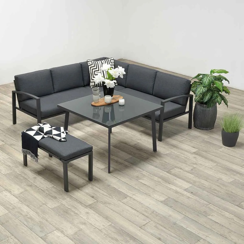 Garden Impressions Tropea lounge dining set 5-delig - donker grijs