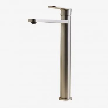 Alameda Messing Wastafelkraan ↑30 Cm & Geborsteld Grijs - Sklum