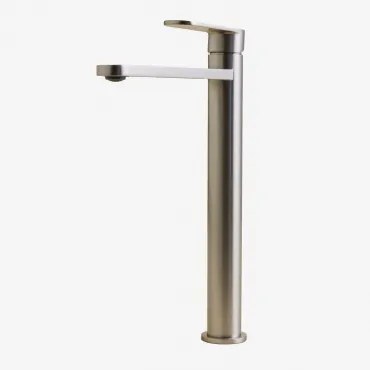 Alameda Messing Wastafelkraan Geborsteld Grijs & ↑30 Cm - Sklum