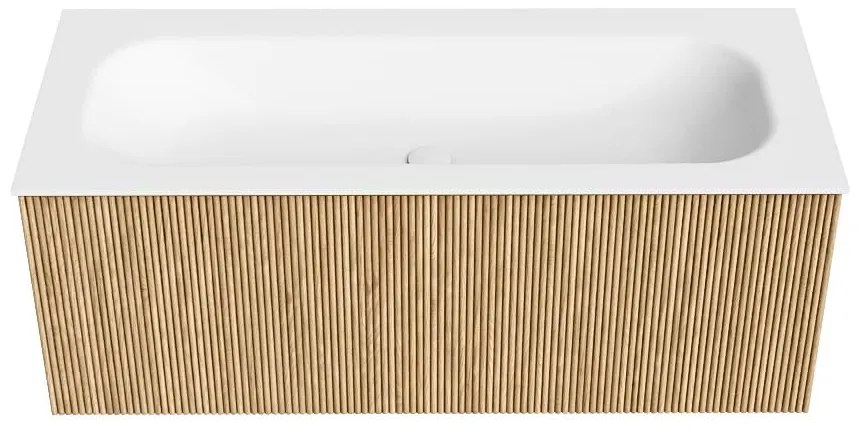 Mondiaz Kurve 110cm badmeubel oak met 1 lade en wastafel big medium midden zonder kraangat