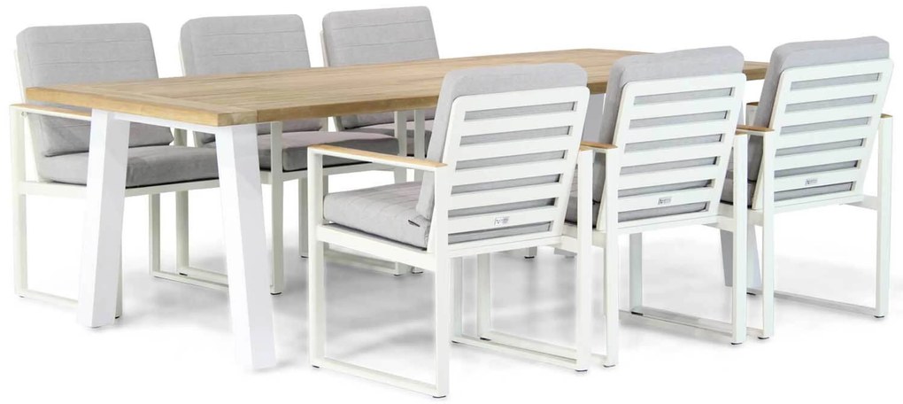 Tuinset 6 personen 240 cm Aluminium Wit Santika Furniture Soray