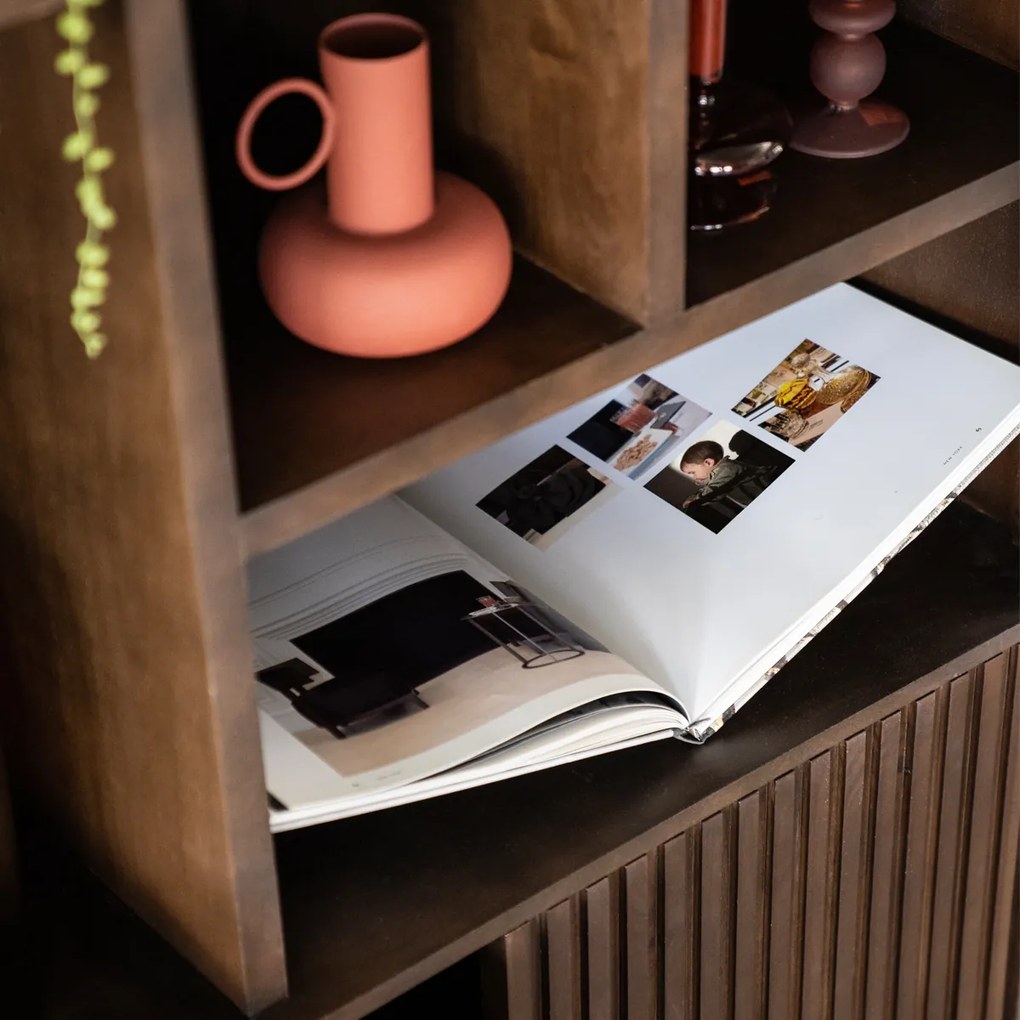 Houten Boekenkast Met Latjes - 96x37x200cm.
