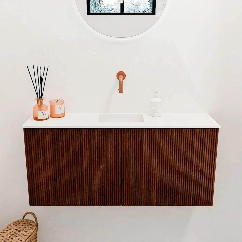 Mondiaz Joya 90cm toiletmeubel ruby met wastafel faye midden zonder kraangat talc