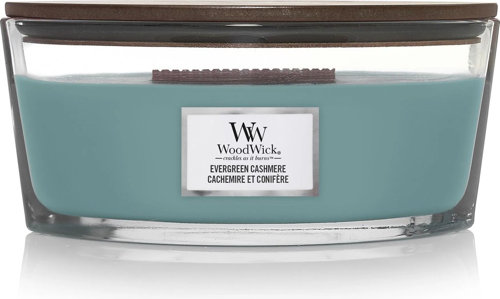 WoodWick geurkaars - Ellipse HearthWick Flame - Evergreen Cashmere