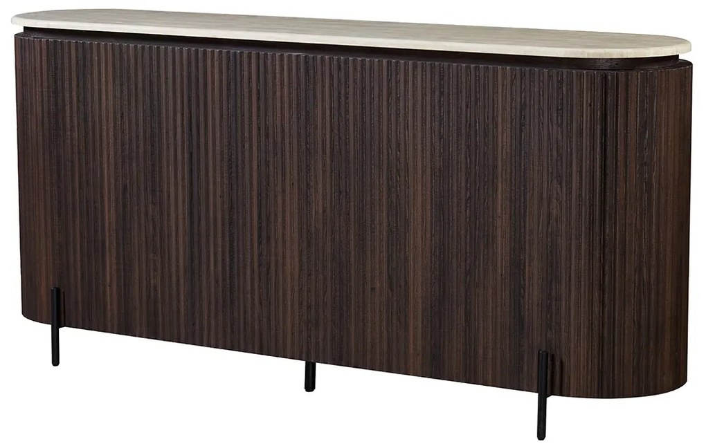 Walnoot Dressoir Met Travertin Blad - 180x40x85cm.