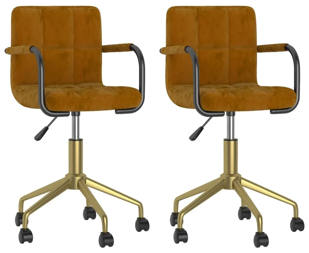 vidaXL Eetkamerstoelen draaibaar 2 st fluweel bruin