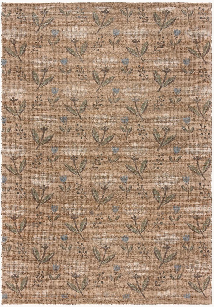 Handgeweven platvlecht jute vloerkleed Arriana Floral
