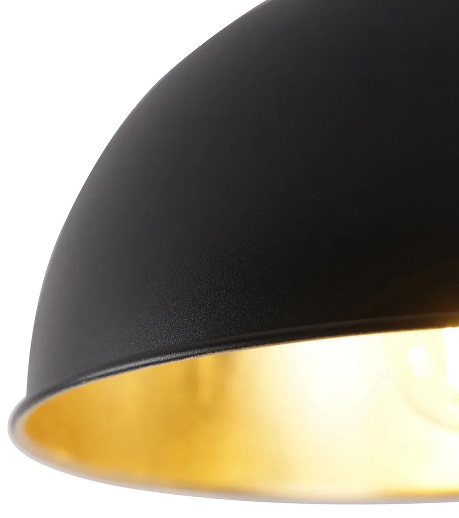 Smart plafondlamp met dimmer zwart met goud 28 cm incl. Wifi A60 - Magnax Industriele / Industrie / Industrial E27 rond Binnenverlichting Lamp