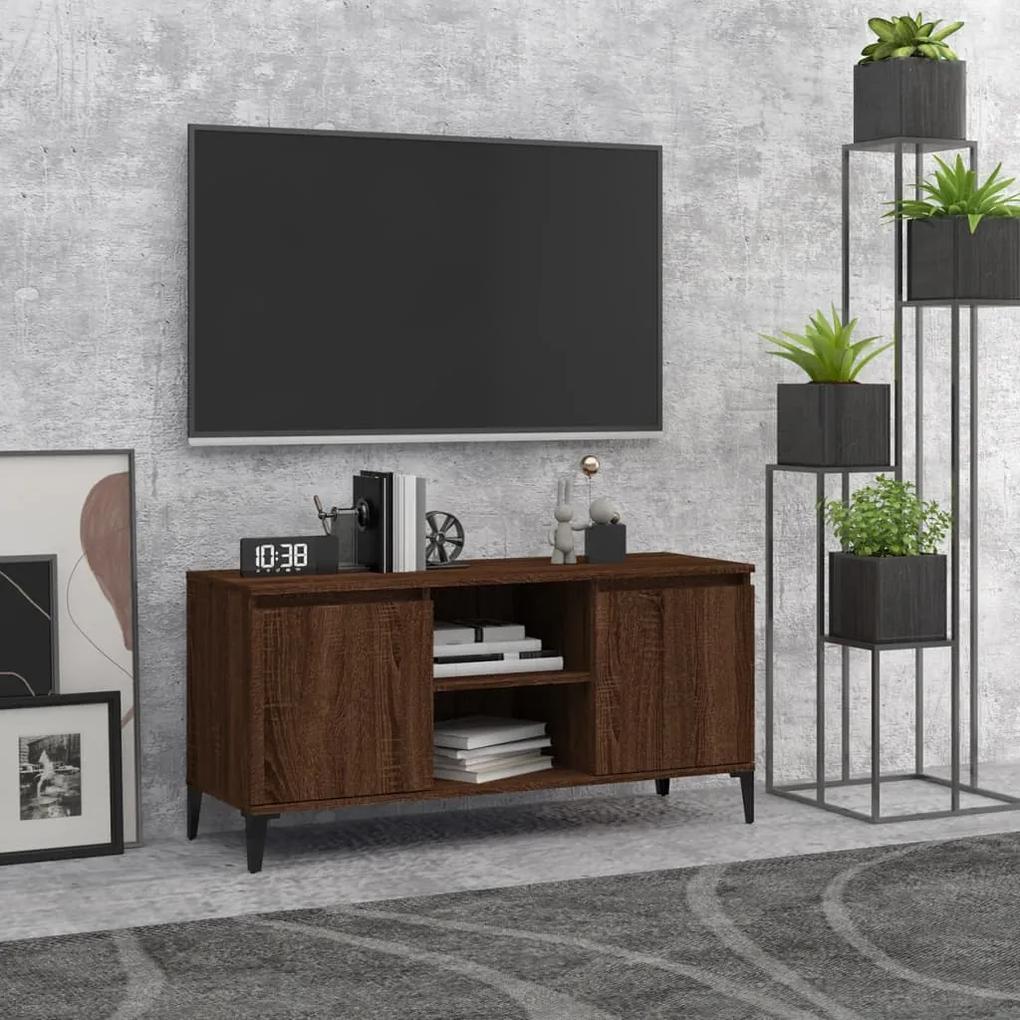vidaXL Tv-meubel met metalen poten 103,5x35x50 cm bruineikenkleurig