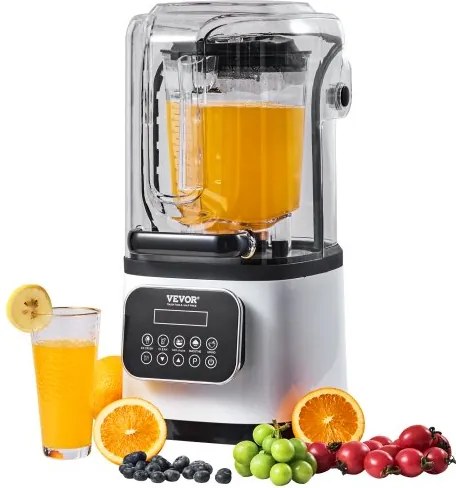 VEVOR Commerciële Blender 2200W met Beschermkap, Hoogwaardige Professionele Mixer met 9 Snelheden en 5 Functies, voor Bevroren Dranken, Shakes en Smoothies