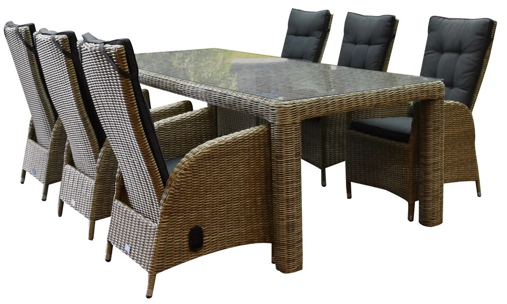 Menorca Bergamo dining tuinset 240x100xH77 cm 7-delig grijs