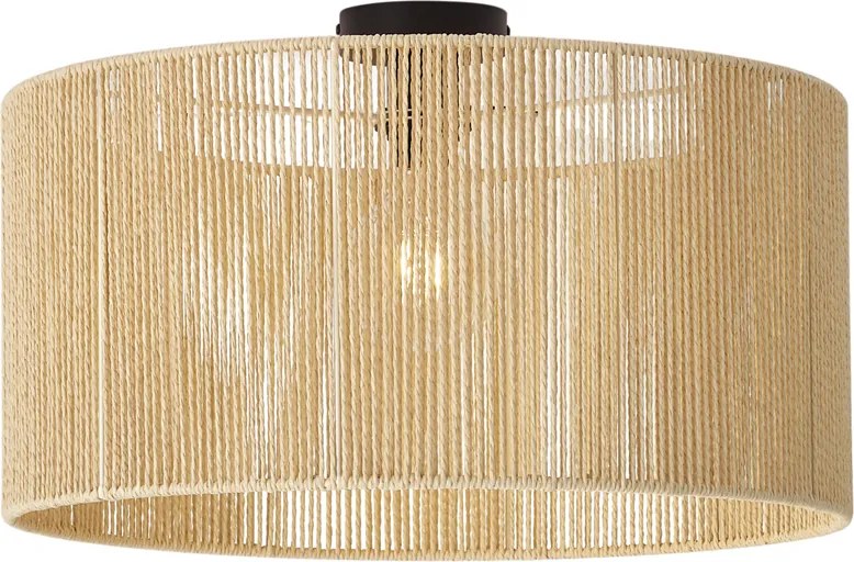 Plafondlamp zwart met beige papieren kap 50/50/25 - Combi