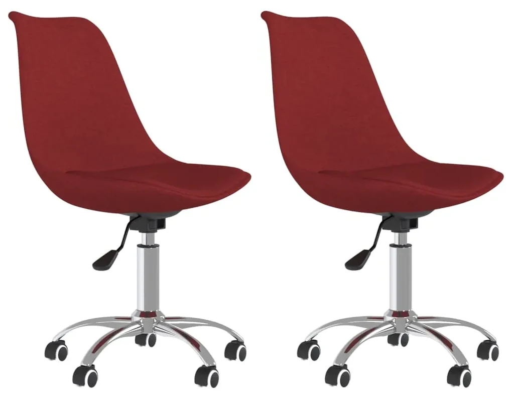 vidaXL Eetkamerstoelen 2 st draaibaar stof wijnrood