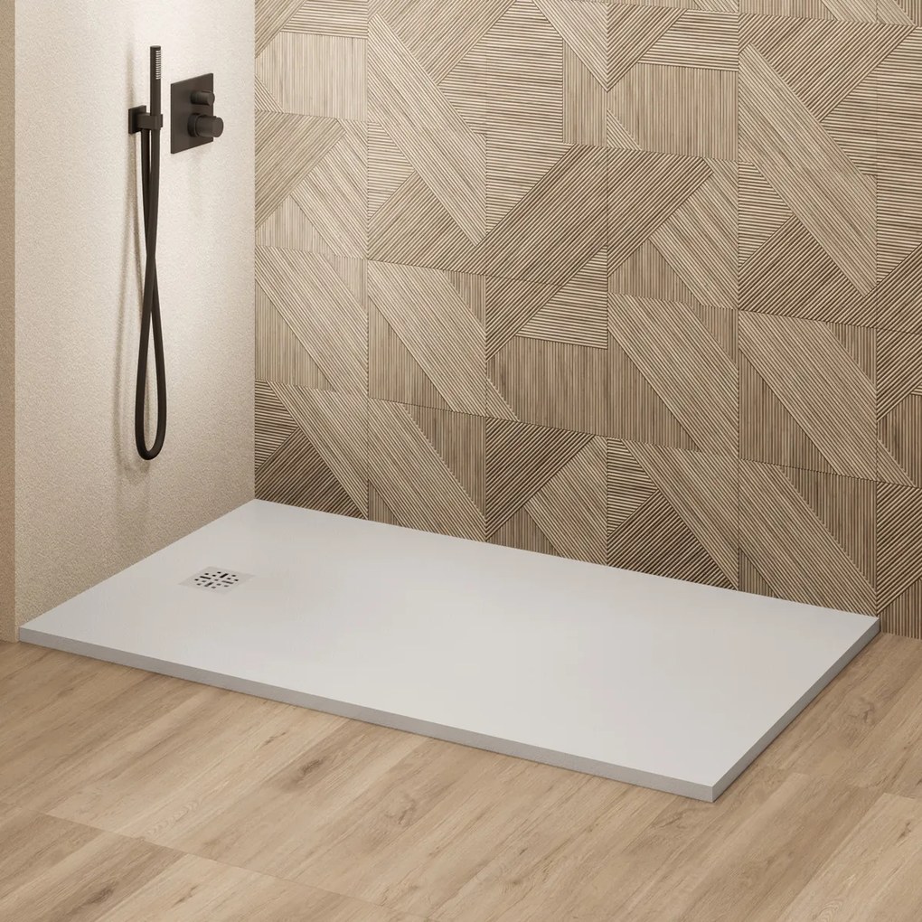 Saniclear Lino douchebak 140x100cm met stone finish wit