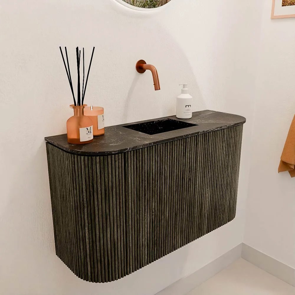 Mondiaz Joya DLux 75cm toiletmeubel ronding links/rechts shadow met wastafel faye midden zonder kraangat lava