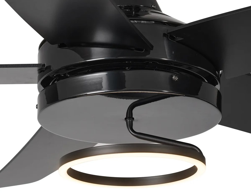 Plafondventilator met lamp zwart 132cm incl. LED met afstandbediening - Cool Anello Modern rond Binnenverlichting Lamp
