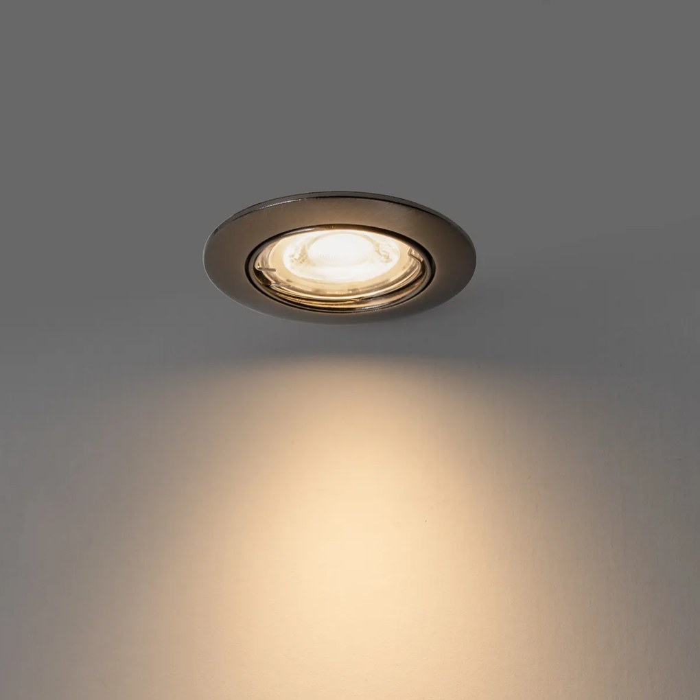 Set van 6 moderne inbouwspots gunmetal GU10 50mm rond kantelbaar - Edu