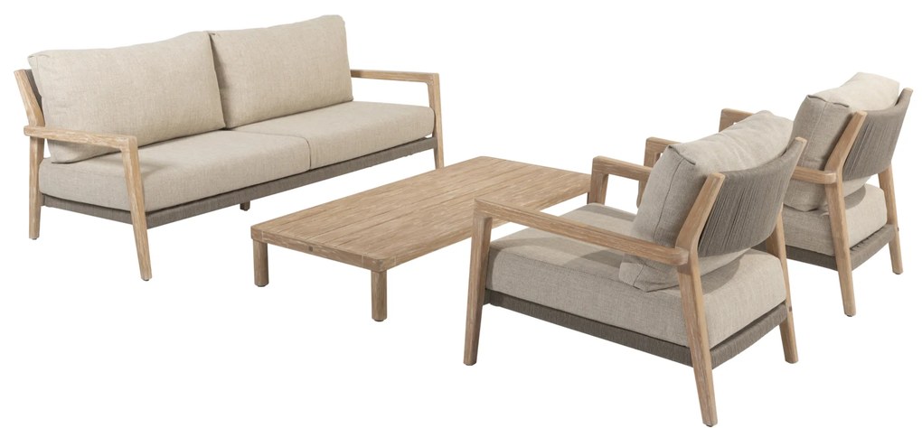 Sem Julia stoel bank loungeset 4 delig 150x65 cm brushed teak 4 Seasons Outdoor