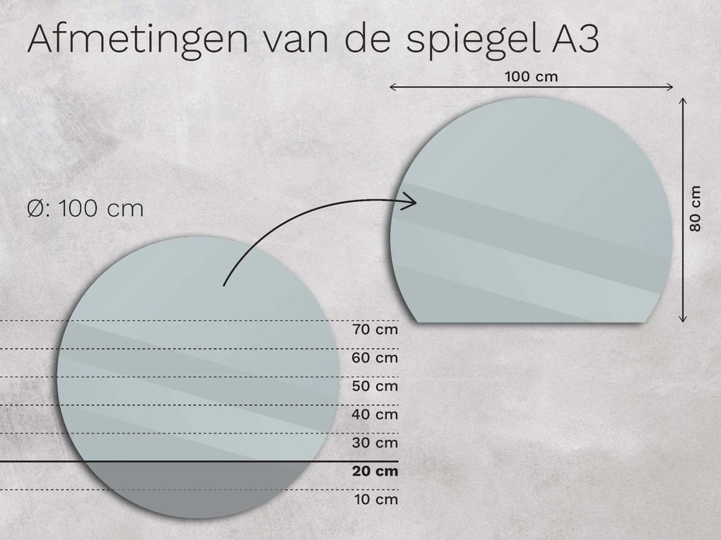 Atypische badkamerspiegel met LED verlichting A3