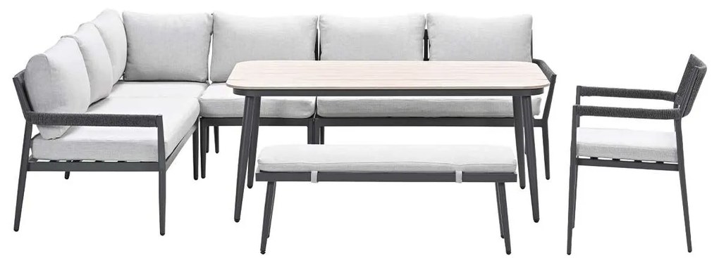 Garden Impressions Tineo lounge dining set 7-delig - donker grijs
