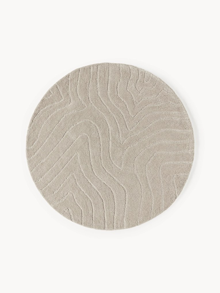 Rond handgetuft wollen vloerkleed Aaron