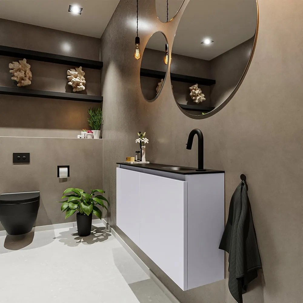 Mondiaz Ture 100cm toiletmeubel cale met wastafel urban rechts 1 kraangat