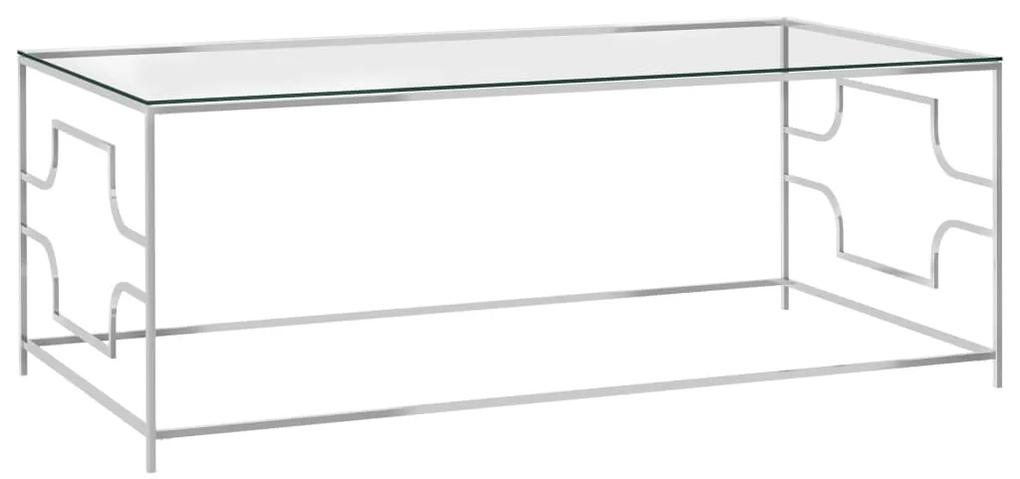 vidaXL Salontafel 120x60x45 cm roestvrij staal en glas zilverkleurig
