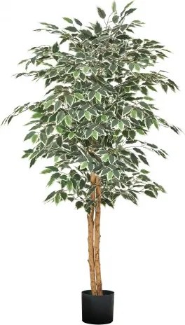 VEVOR Kunstficusboom, 1524 mm met zwarte pot, kunstficusplant met natuurlijke houten stam en realistische groene bladeren, zijden boom voor gebruik binnenshuis, voor thuis, op kantoor en in de woonkamer