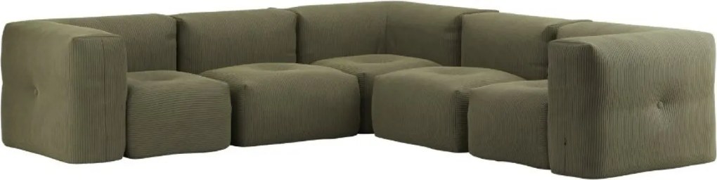 Soft Zitzak Indoor 5 Seater Hoekbank - Corduroy Olive