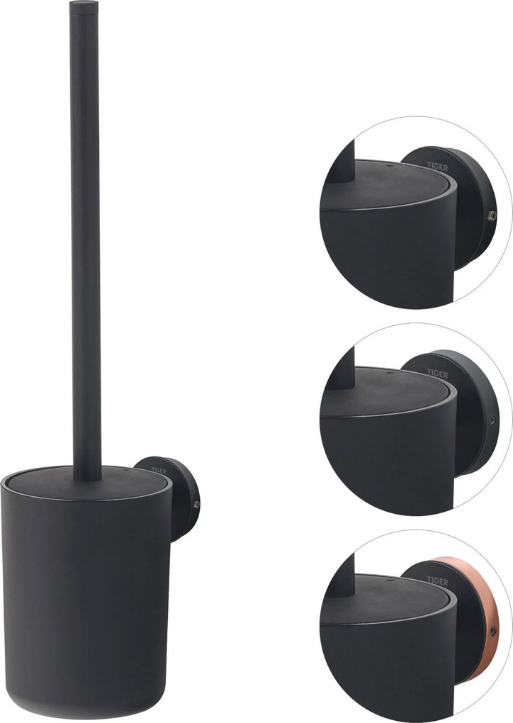 Tiger Urban toiletborstel met houder wandmontage Zwart Set van 2 stuks