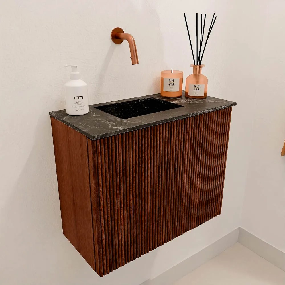 Mondiaz Joya DLux 50cm toiletmeubel ruby met wastafel faye links zonder kraangat lava