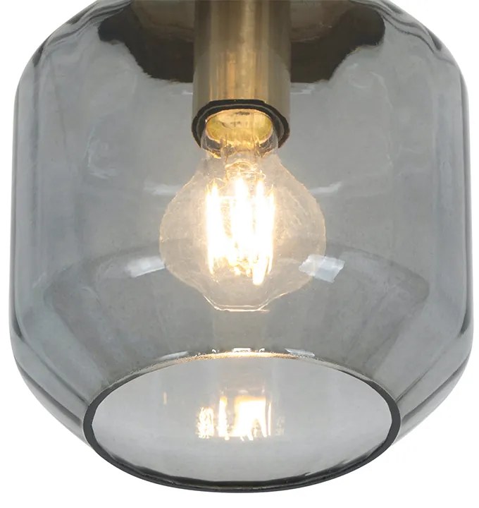 Moderne plafondlamp messing met smoke glas - Stiklo Modern E27 rond Binnenverlichting Lamp