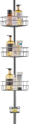 VEVOR Hoekdoucheplank, Douchecaddy, Hoekdoucheplank, 990-3175 mm hoge spanstang, Multifunctionele opbergruimte voor de douche met sterke, dragende plank, Geschikt voor badkamers en wasruimtes