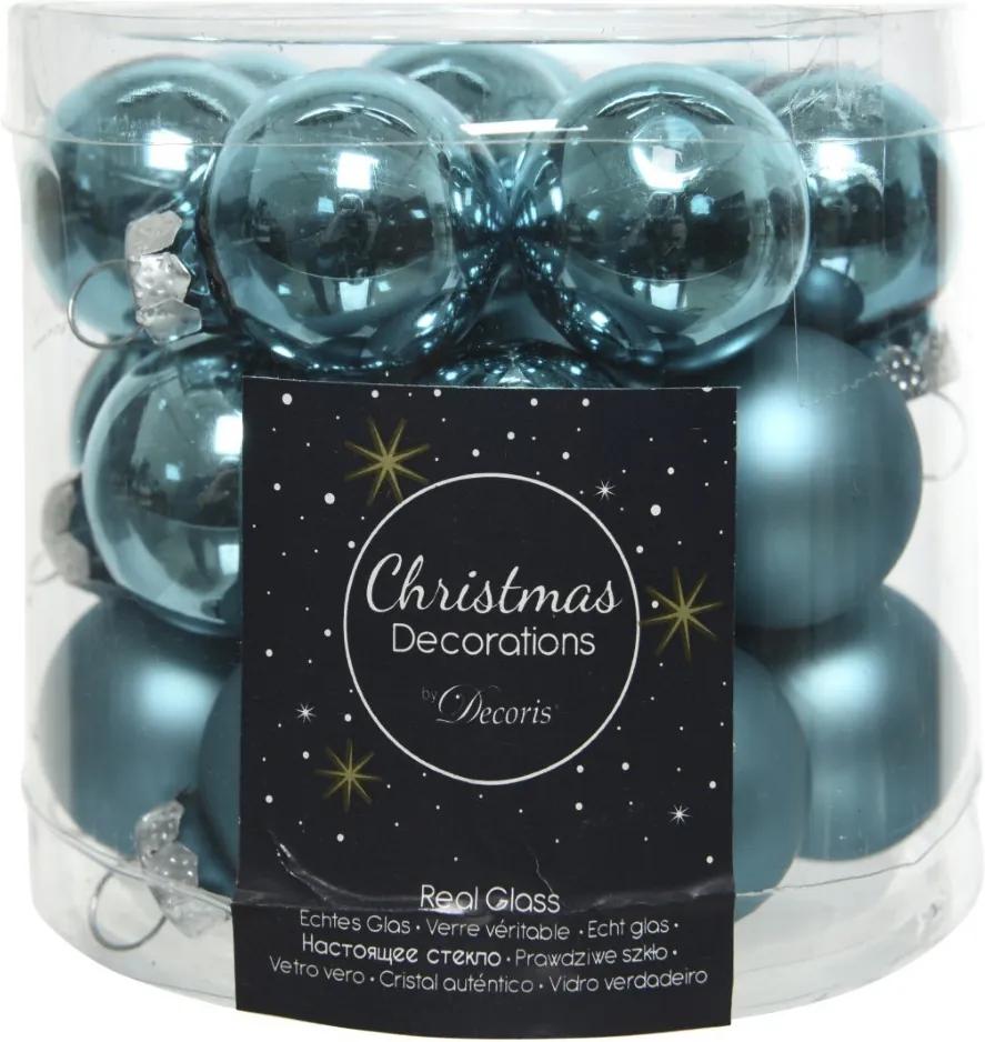 Kerstballen glas glans-mat dia 2,5 cm turquoise