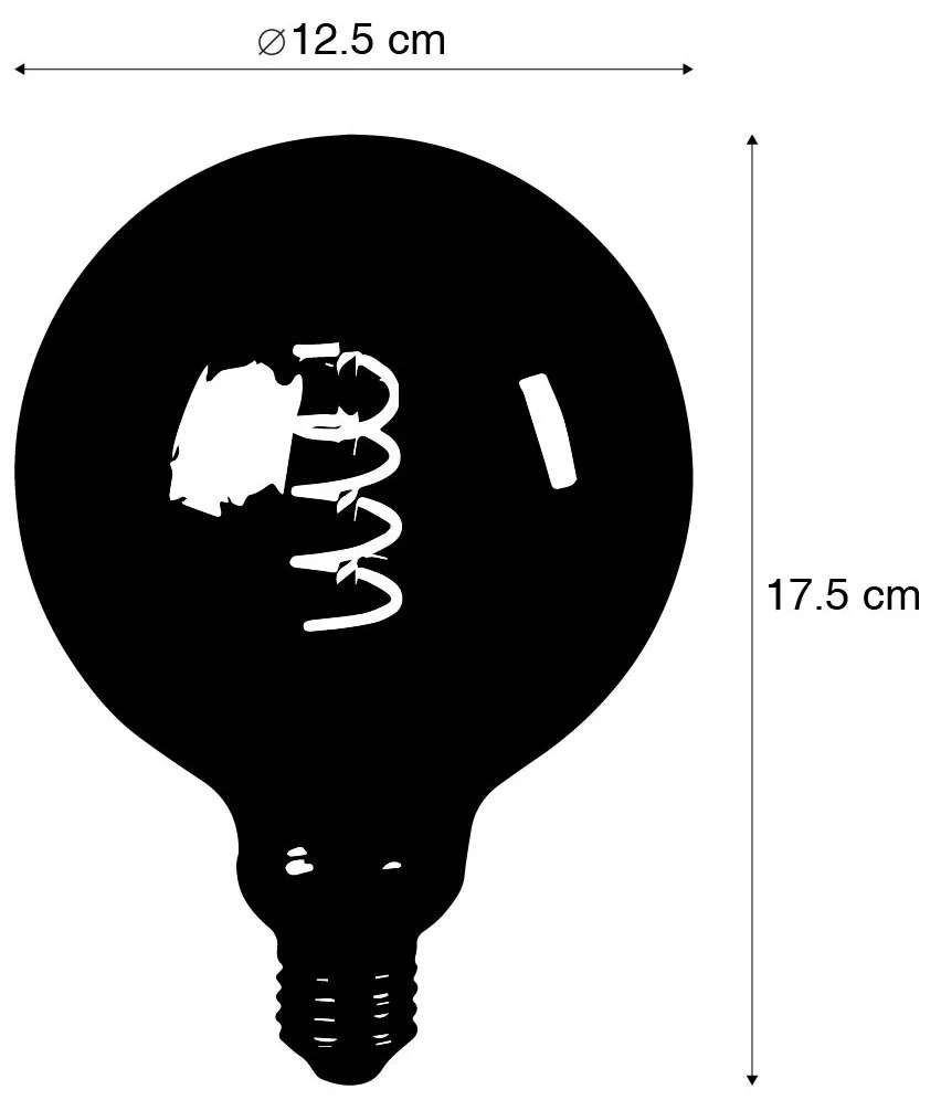 Set van 5 E27 dimbare LED gedraaid filament lamp G125 smoke 4W 120 lm 1800K