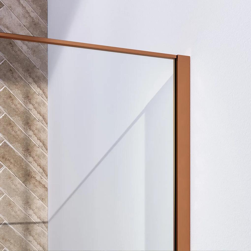 Brauer Copper Frame inloopdouche helder glas 100x200 met muurprofiel en lijst rondom koper geborsteld