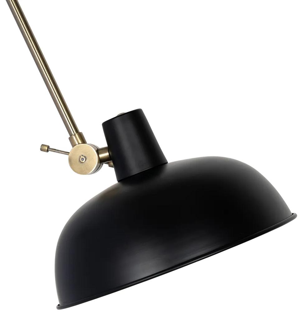 Retro wandlamp zwart met brons - Milou Retro E27 Binnenverlichting Lamp